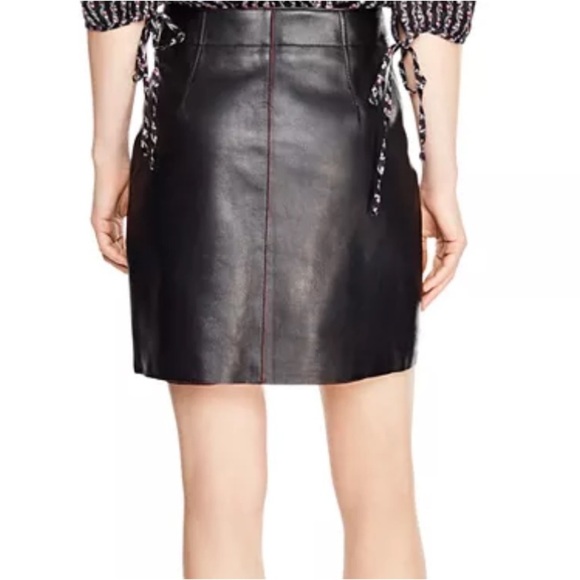 SANDRO Milla Leather Skirt mini skirt button detail women’s size 2 - Picture 2 of 7